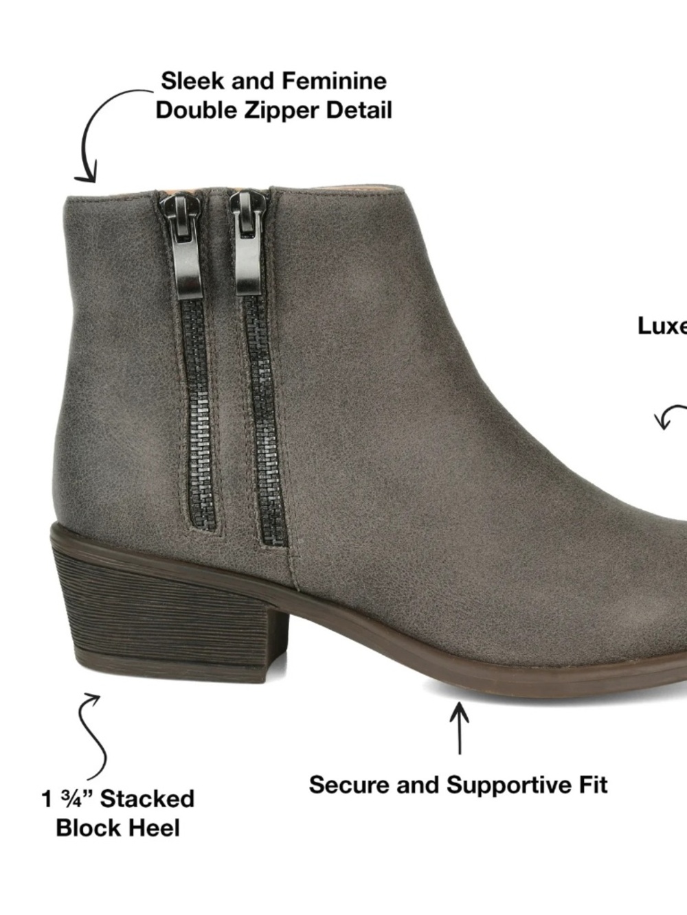 Journee Women’s Jayda Inside-Zip Stacked Heel Booties